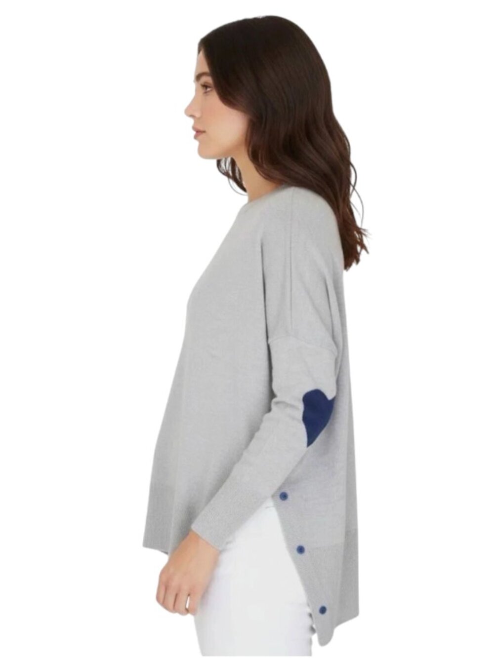 Mersea Armour Cotton T Shirt Top Womens OS Small Medium Large Gray Blue Hearts